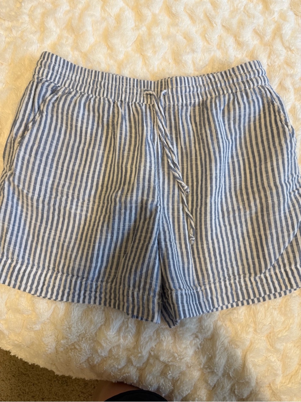 Striped Blue and White Women's Drawstring Shorts